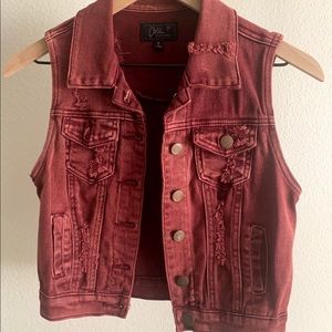 Denim vest - burgundy